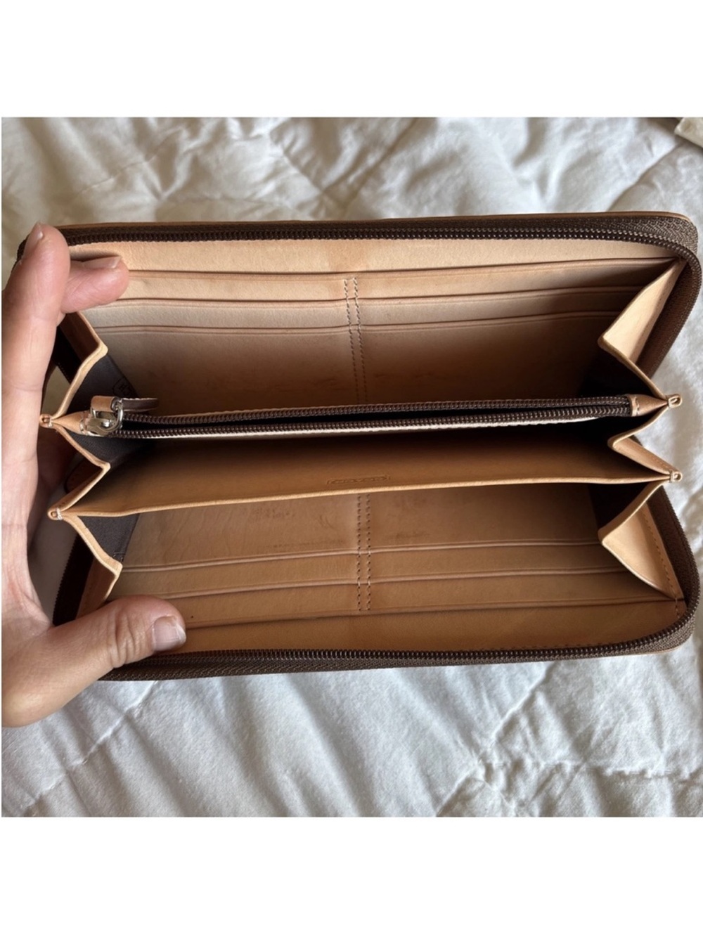 Coach Zip-Around Wallet in Brown and Tan Signature Canvas - Picture 3 of 3